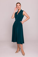 Cocktailkjole Stylove til dame fra MS StyleHaven, laget av polyester, farge Grønn, størrelse s, med sleeveless ermer, midi lengde, kjolestil sheath, perfekt til dress