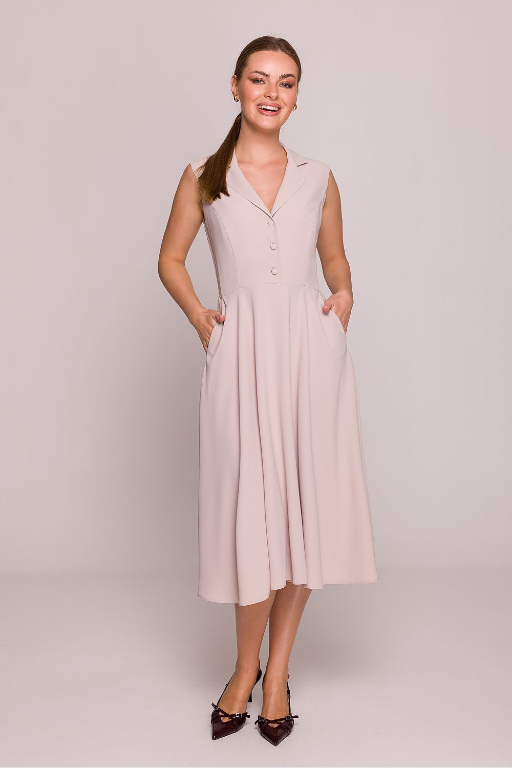 Cocktailkjole Stylove til dame fra MS StyleHaven, laget av polyester, farge Blå, størrelse s, med sleeveless ermer, perfekt til dress