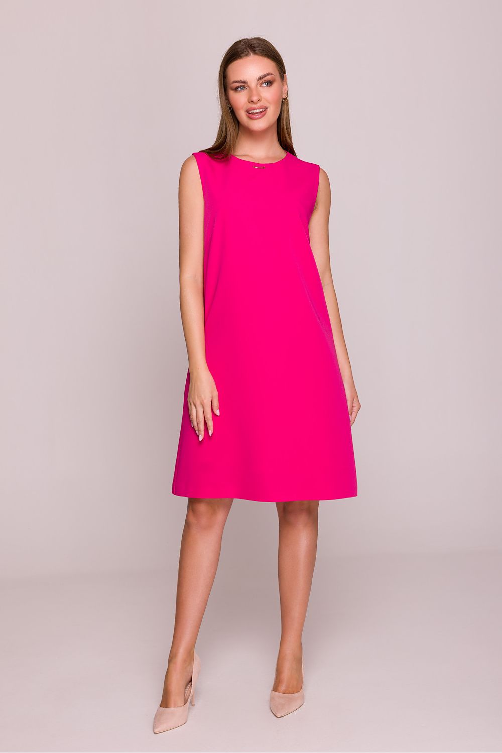 Dagkjole Stylove til dame fra MS StyleHaven, laget av polyester; Viskose, farge Grå, størrelse M, med sleeveless ermer, perfekt til dress