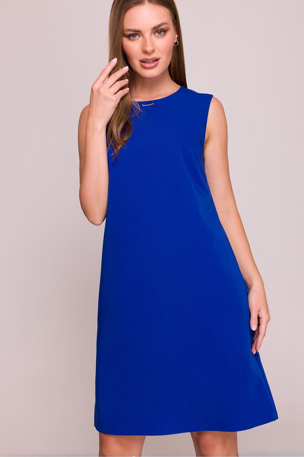 Dagkjole Stylove til dame fra MS StyleHaven, laget av polyester; Viskose, farge Grå 2, størrelse XXL, med sleeveless ermer, perfekt til dress