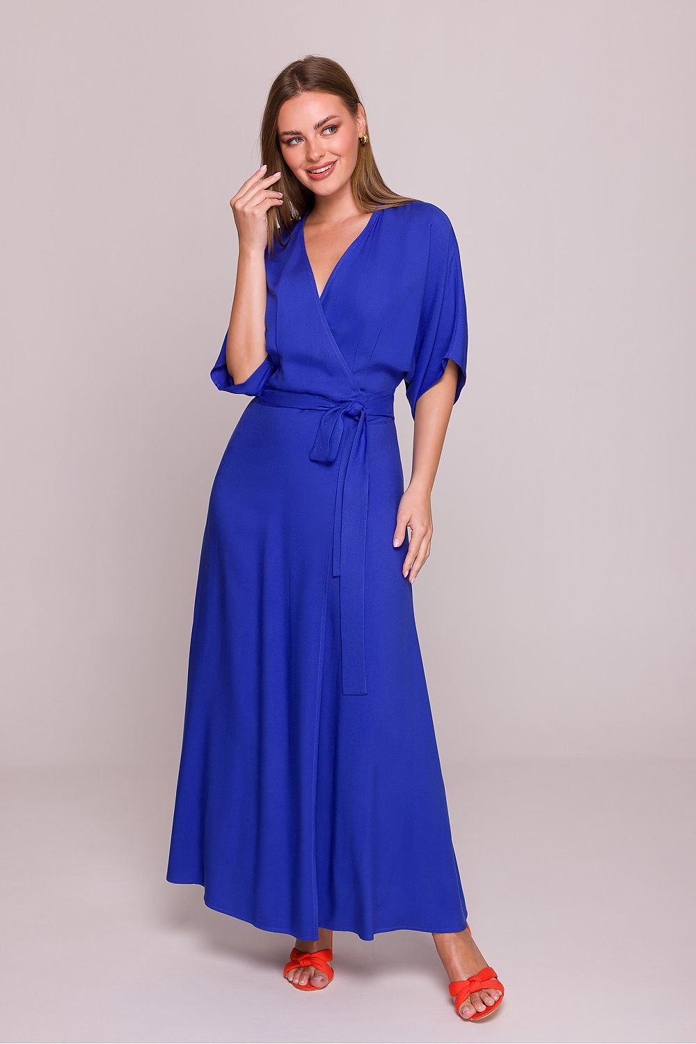 Dagkjole Stylove til dame fra MS StyleHaven, laget av Viskose, farge Blå, størrelse s, med sleeveless; 3-4 ermer, maxi lengde, kjolestil sheath, perfekt til dress