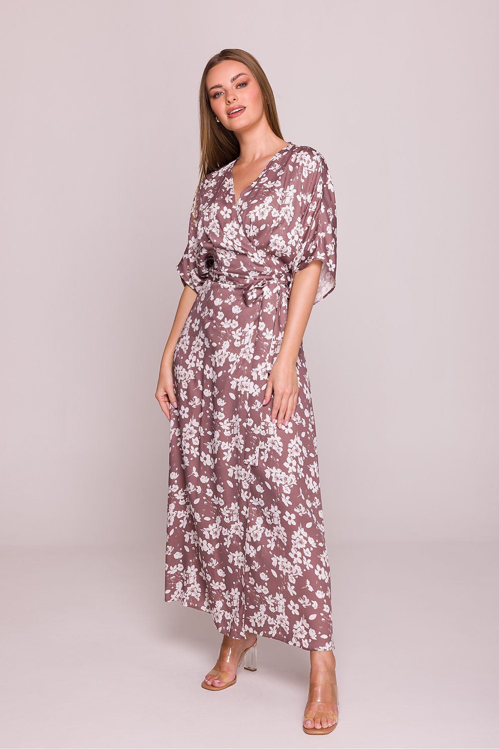 Dagkjole Stylove til dame fra MS StyleHaven, laget av Viskose, farge Flerfarget, størrelse s, med short; 3-4 ermer, midi lengde, kjolestil a-line, perfekt til dress