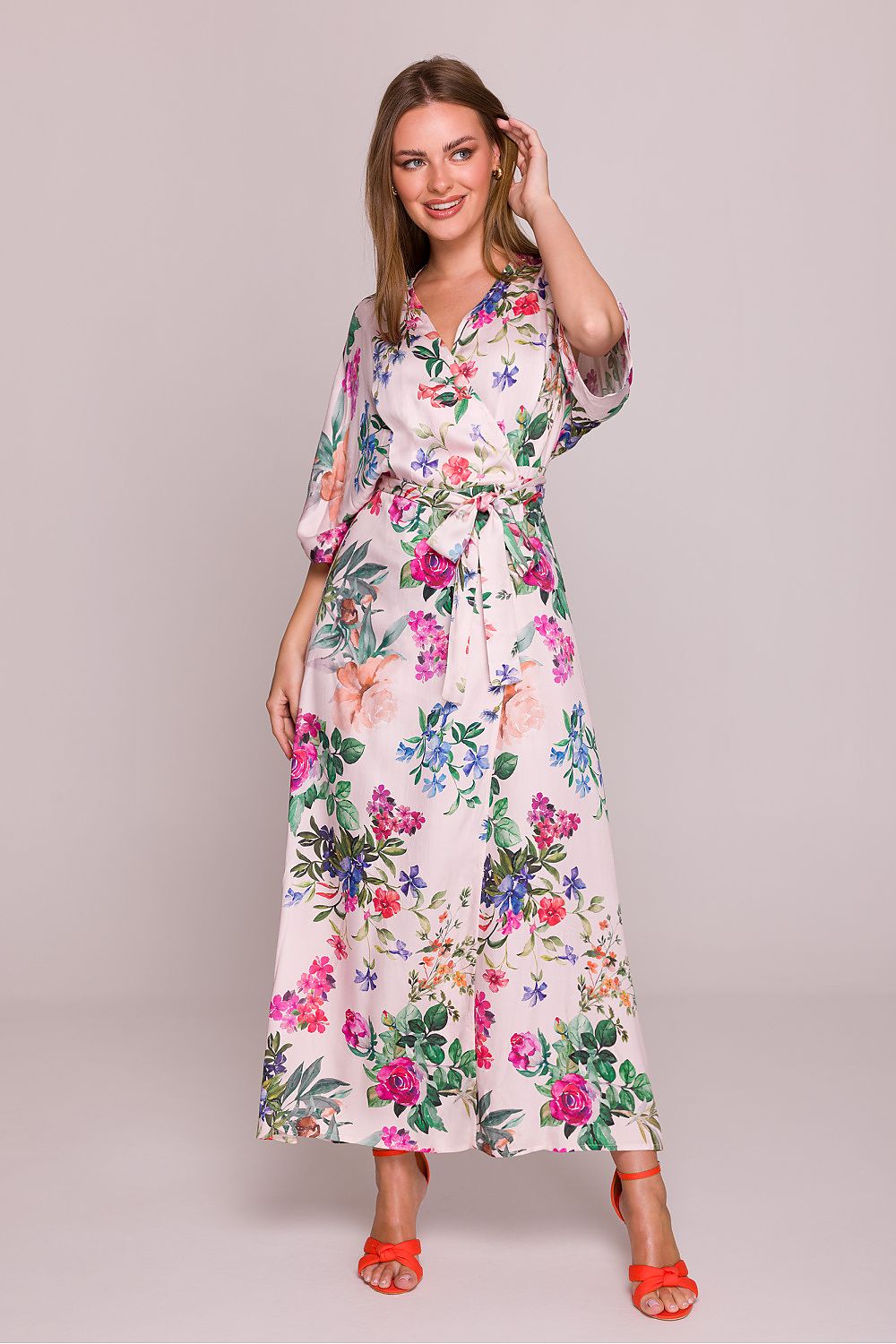 Dagkjole Stylove til dame fra MS StyleHaven, laget av Viskose, farge Flerfarget, størrelse L, med short; 3-4 ermer, perfekt til dress