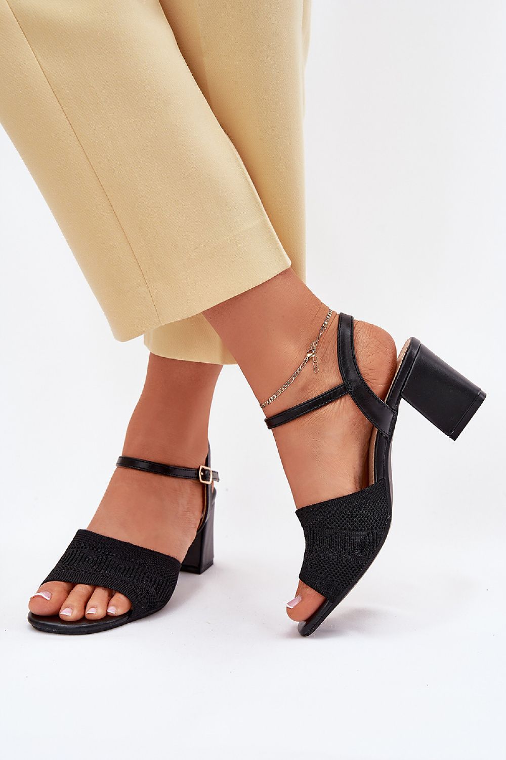 Hælsandaler Step in style til dame fra MS StyleHaven, laget av Bomull, farge Gul, størrelse 41, med short ermer, perfekt til casual; dress