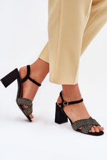 Hælsandaler Step in style til dame fra MS StyleHaven, laget av Bomull, farge Svart, størrelse 38, med short ermer, perfekt til dress