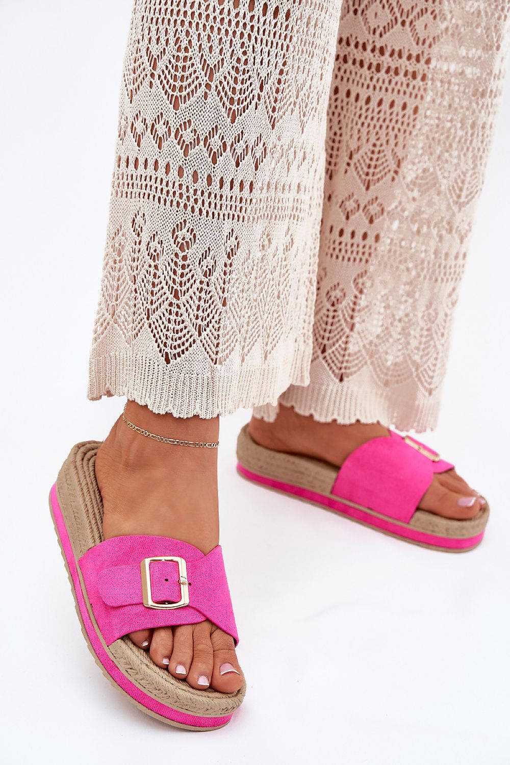 Flip-flops Step in Style til dame fra MS StyleHaven, laget av Bomull, med detaljer i faux-leather, farge Rosa, størrelse 36, med short ermer, hælhøyde low; flat, skostørrelse 36; 37; 38; 39; 40; 41, perfekt til casual