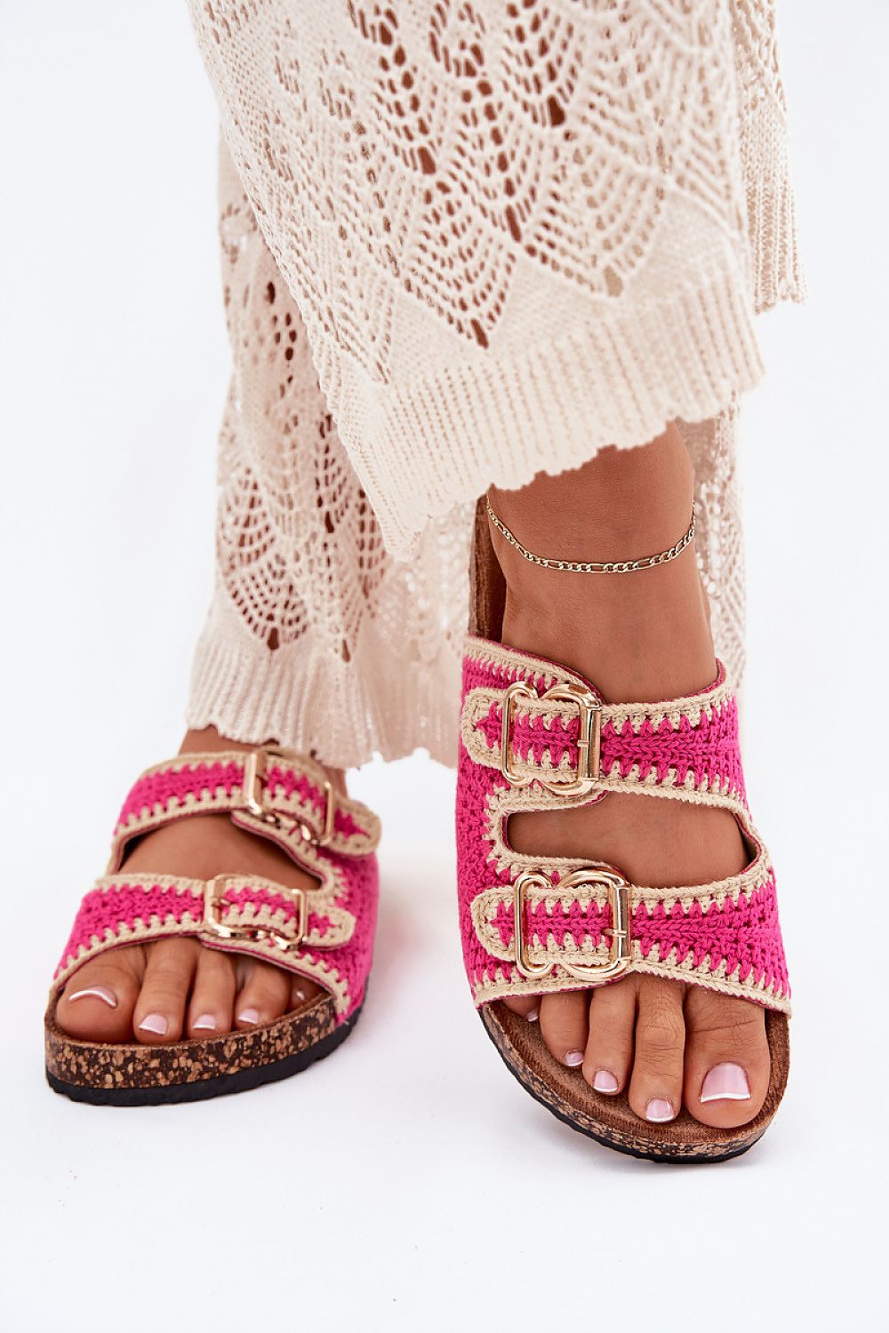 Flip-flops Step in Style til dame fra MS StyleHaven, laget av Bomull, med detaljer i faux-leather, farge Rosa, størrelse 36, med short ermer, hælhøyde flat; low, skostørrelse 36; 37; 38; 39; 40; 41, perfekt til casual