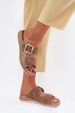 Flip-flops Step in Style til dame fra MS StyleHaven, laget av Bomull, farge beige, størrelse 39, med short ermer, perfekt til casual