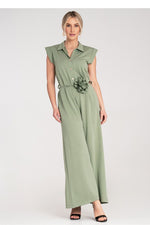 Drakt Figl til dame fra MS StyleHaven, laget av polyester; Viskose, farge beige, størrelse S/M, med sleeveless ermer, perfekt til dress