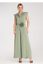 Drakt Figl til dame fra MS StyleHaven, laget av polyester; Viskose, farge beige, størrelse S/M, med sleeveless ermer, perfekt til dress