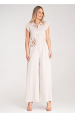 Drakt Figl til dame fra MS StyleHaven, laget av polyester; Viskose, farge beige, størrelse S/M, med sleeveless ermer, perfekt til dress