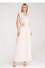 Drakt Figl til dame fra MS StyleHaven, laget av polyester; Viskose, farge beige, størrelse S/M, med sleeveless ermer, perfekt til dress