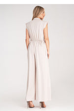 Drakt Figl til dame fra MS StyleHaven, laget av polyester; Viskose, farge beige, størrelse S/M, med sleeveless ermer, perfekt til dress