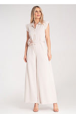 Drakt Figl til dame fra MS StyleHaven, laget av polyester; Viskose, farge beige, størrelse S/M, med sleeveless ermer, perfekt til dress