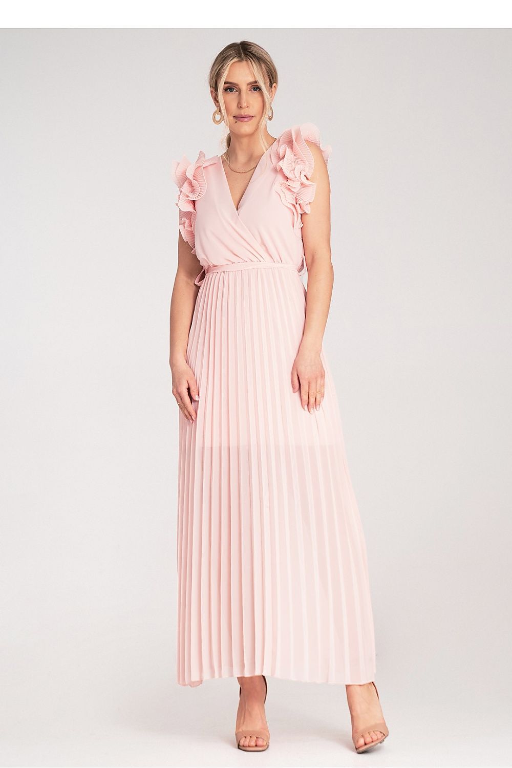 Cocktailkjole Figl til dame fra MS StyleHaven, laget av polyester, farge Rosa, størrelse S/M, med sleeveless ermer, maxi lengde, kjolestil sheath, perfekt til dress