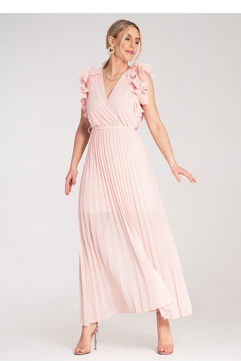 Cocktailkjole Figl til dame fra MS StyleHaven, laget av polyester, farge Gul, størrelse S/M, med sleeveless ermer, perfekt til dress
