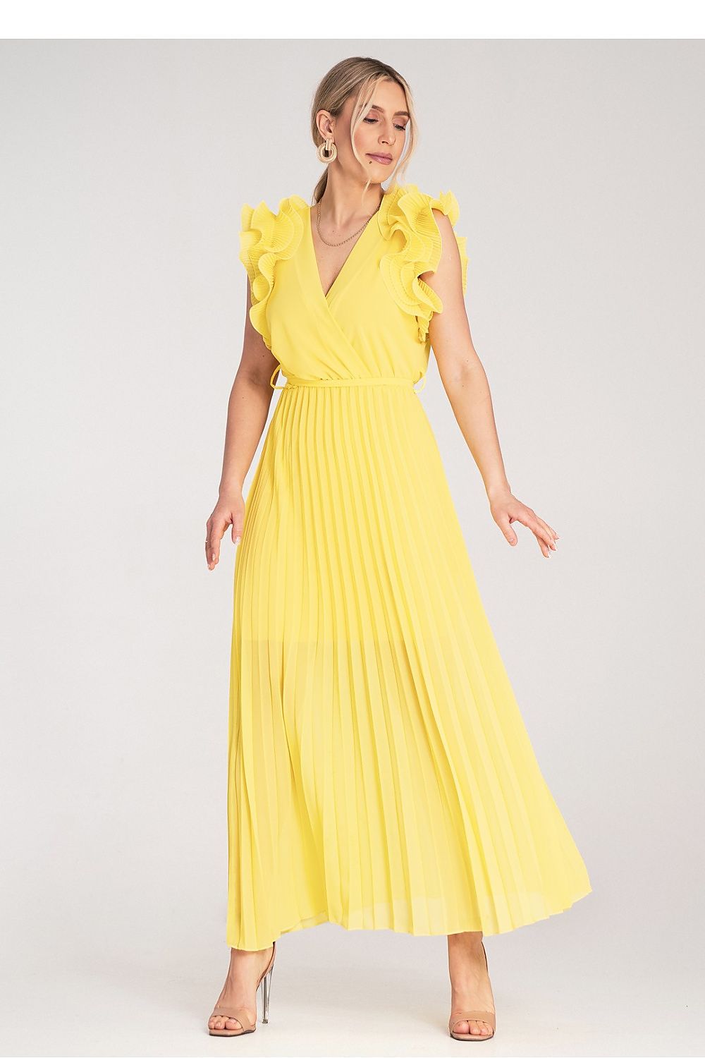 Cocktailkjole Figl til dame fra MS StyleHaven, laget av polyester, farge Grønn, størrelse S/M, med sleeveless ermer, perfekt til dress