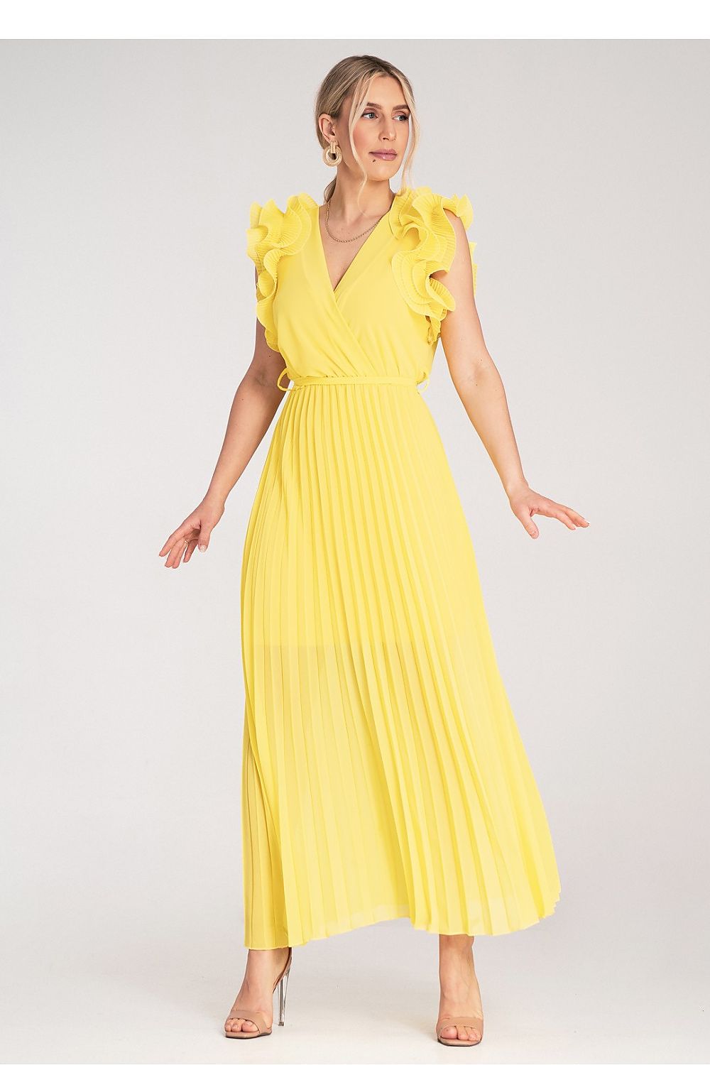 Cocktailkjole Figl til dame fra MS StyleHaven, laget av polyester, farge Grønn, størrelse S/M, med sleeveless ermer, perfekt til dress