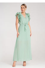 Cocktailkjole Figl til dame fra MS StyleHaven, laget av polyester, farge Grønn, størrelse S/M, med sleeveless ermer, perfekt til dress