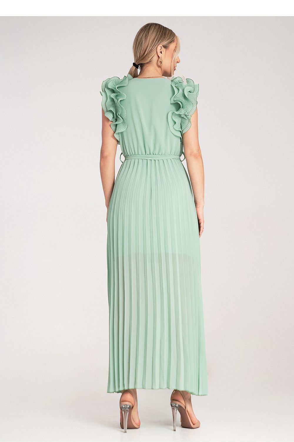 Cocktailkjole Figl til dame fra MS StyleHaven, laget av polyester, farge Grønn, størrelse S/M, med sleeveless ermer, perfekt til dress