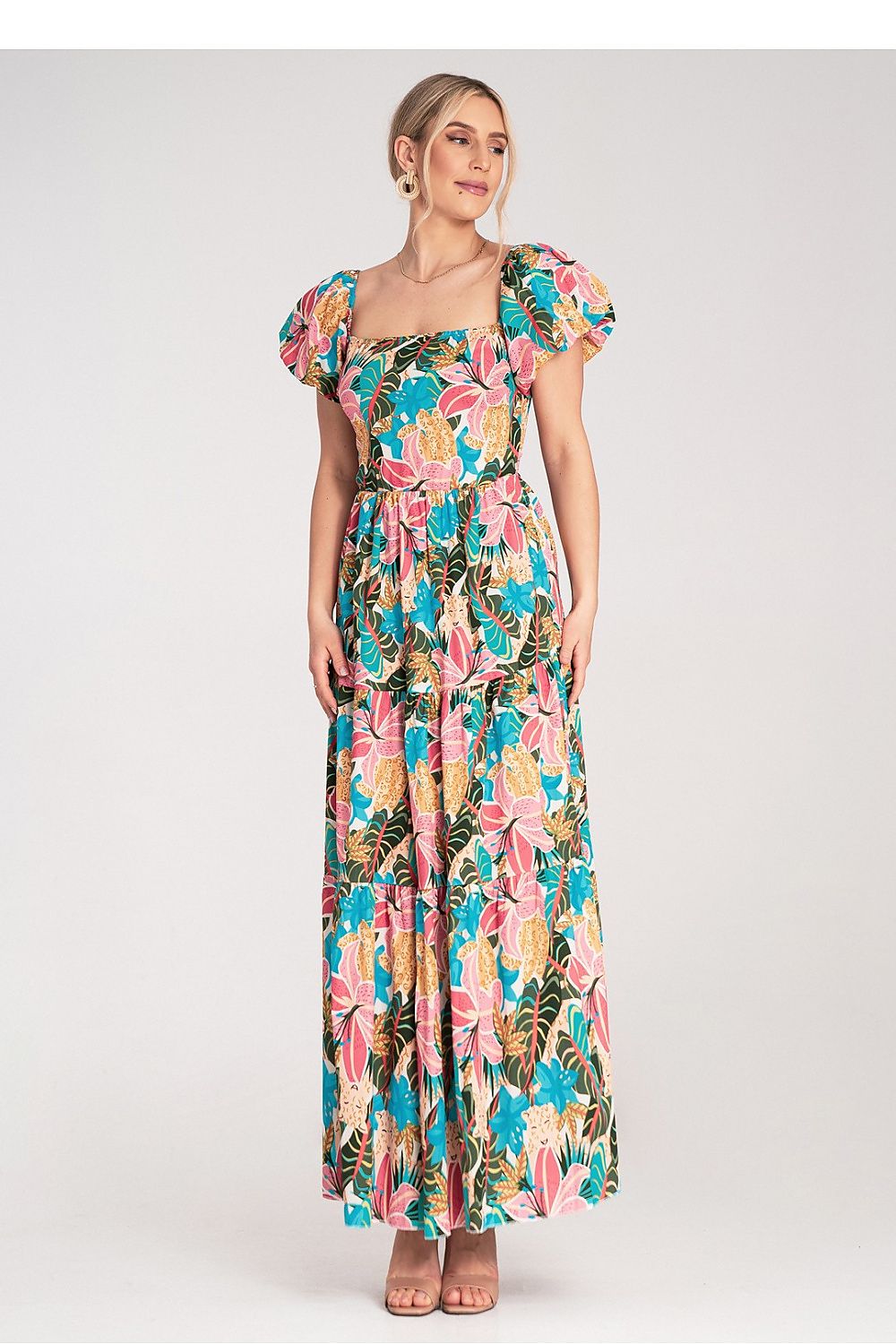 Dagkjole Figl til dame fra MS StyleHaven, laget av Bomull; Elastan-1, farge Rosa, størrelse S/M, med short ermer, perfekt til dress