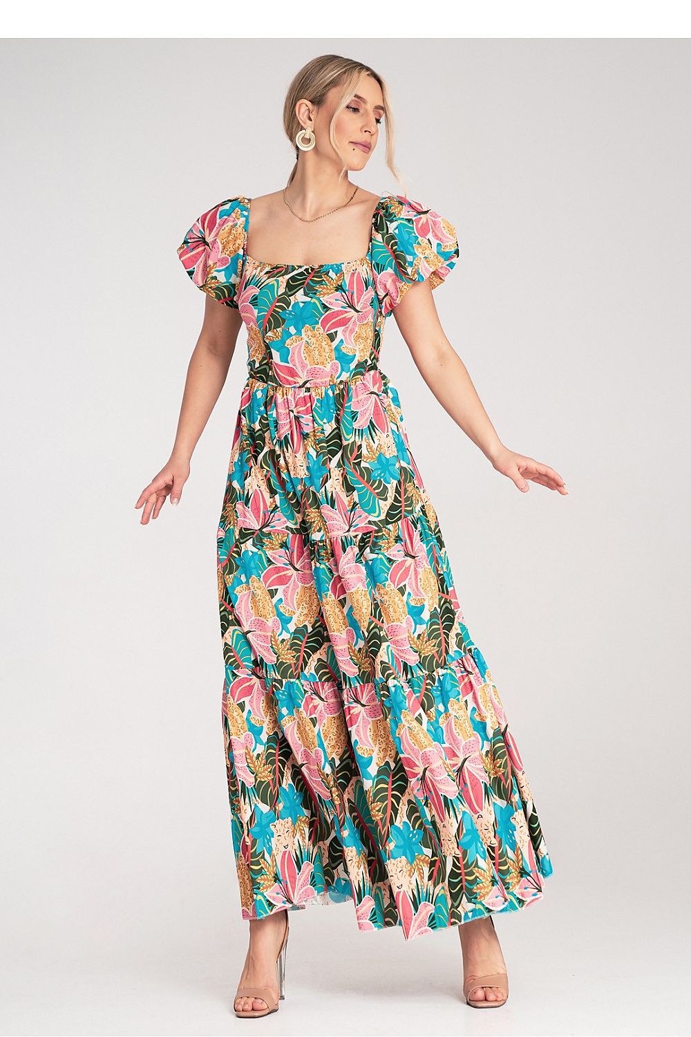 Dagkjole Figl til dame fra MS StyleHaven, laget av Bomull; Elastan-1, farge Rosa, størrelse S/M, med short ermer, perfekt til dress