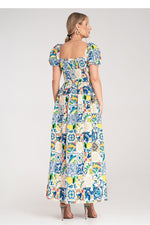 Dagkjole Figl til dame fra MS StyleHaven, laget av Bomull, farge Blå, størrelse S/M, med short ermer, perfekt til dress