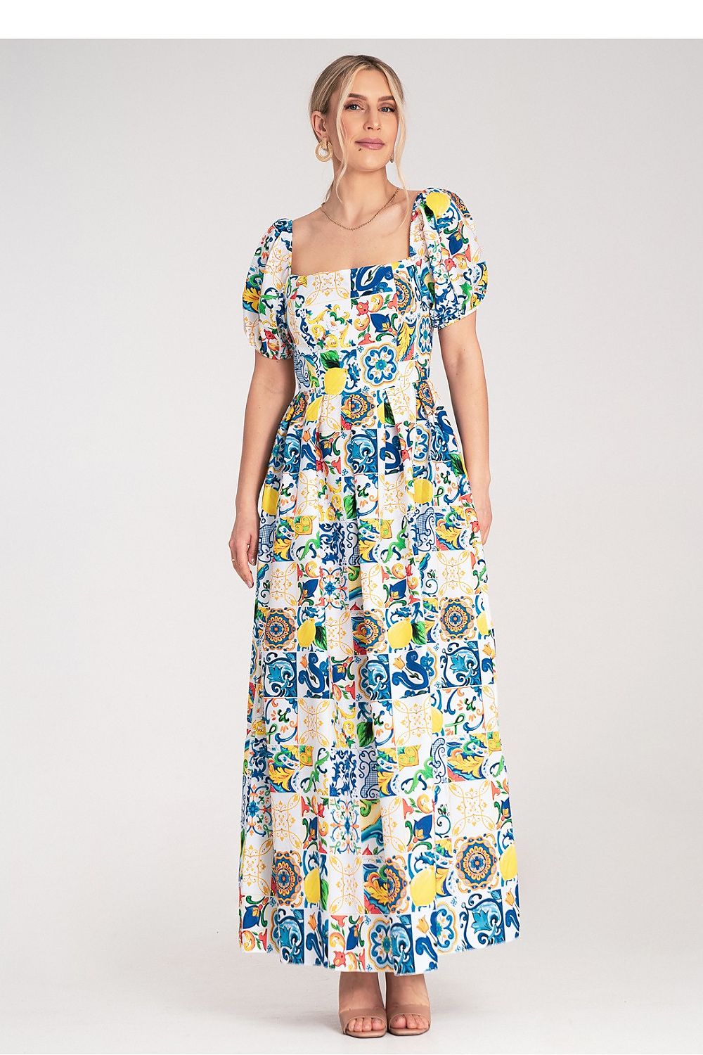Dagkjole Figl til dame fra MS StyleHaven, laget av Bomull, farge Blå, størrelse S/M, med short ermer, perfekt til dress