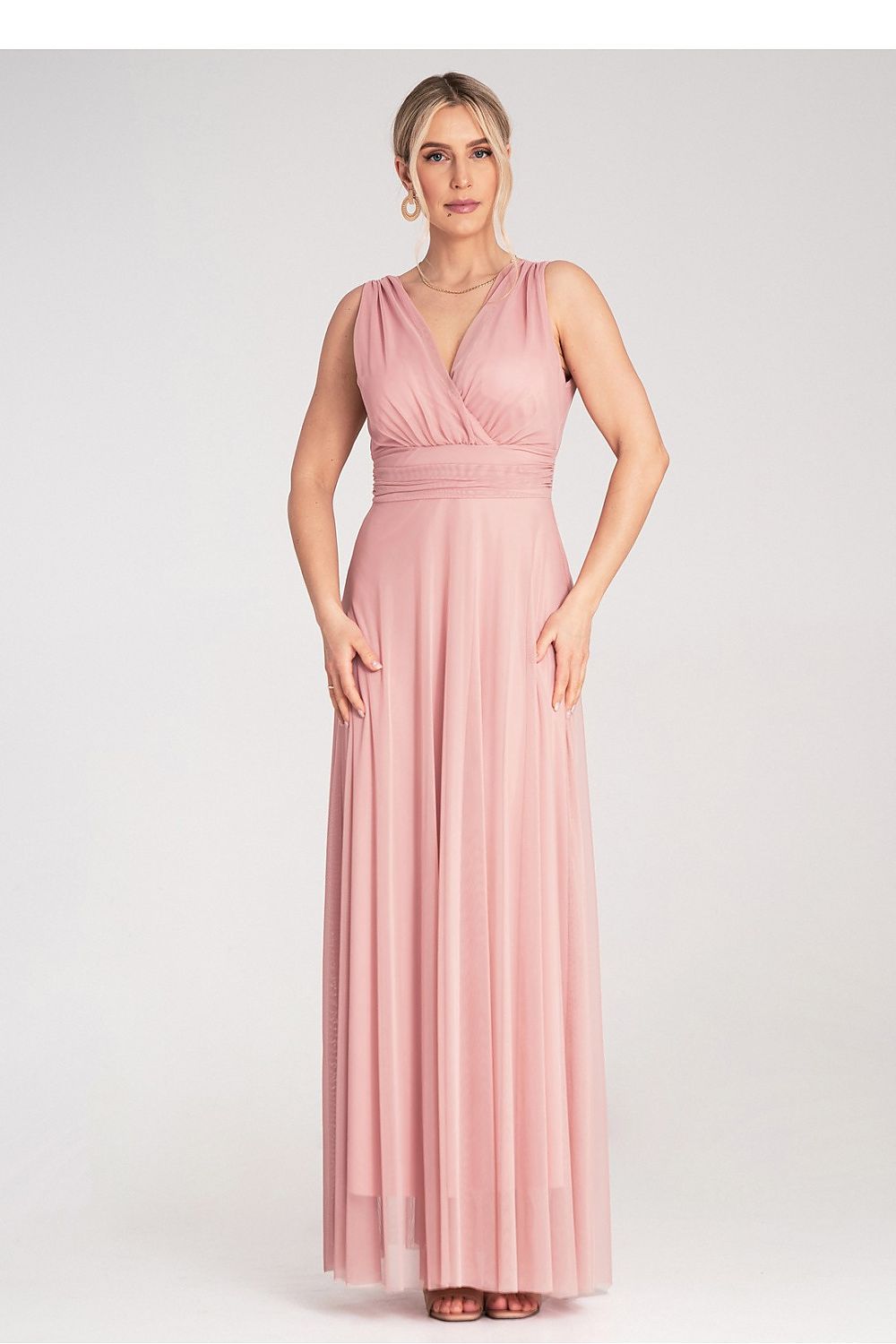 Cocktailkjole Figl til dame fra MS StyleHaven, laget av polyester, farge Rosa, størrelse S/M, med sleeveless ermer, perfekt til dress