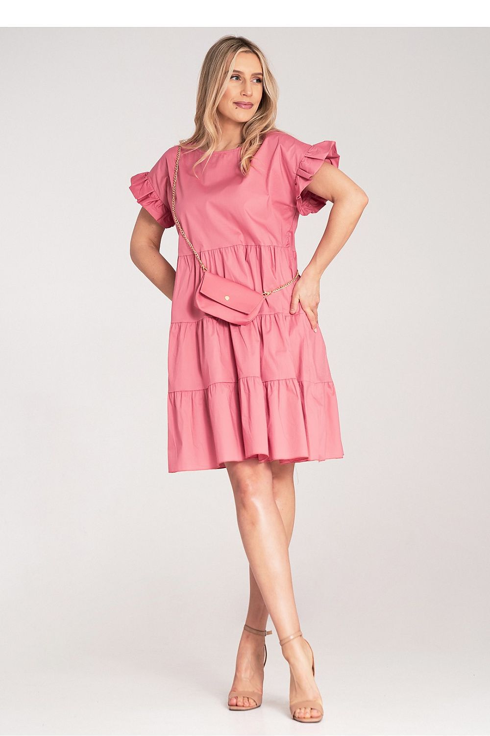 Dagkjole Figl til dame fra MS StyleHaven, laget av Bomull; Elastan-1, farge Svart, størrelse S/M, med short ermer, perfekt til dress