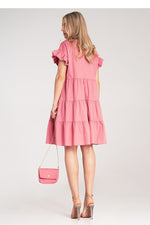 Dagkjole Figl til dame fra MS StyleHaven, laget av Bomull; Elastan-1, farge Grønn, størrelse S/M, med short ermer, perfekt til dress