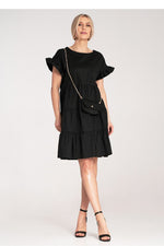 Dagkjole Figl til dame fra MS StyleHaven, laget av Bomull; Elastan-1, farge Rød, størrelse S/M, med short ermer, perfekt til dress