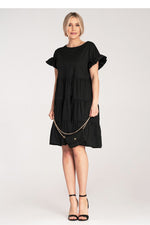 Dagkjole Figl til dame fra MS StyleHaven, laget av Bomull; Elastan-1, farge Rød, størrelse S/M, med short ermer, perfekt til dress