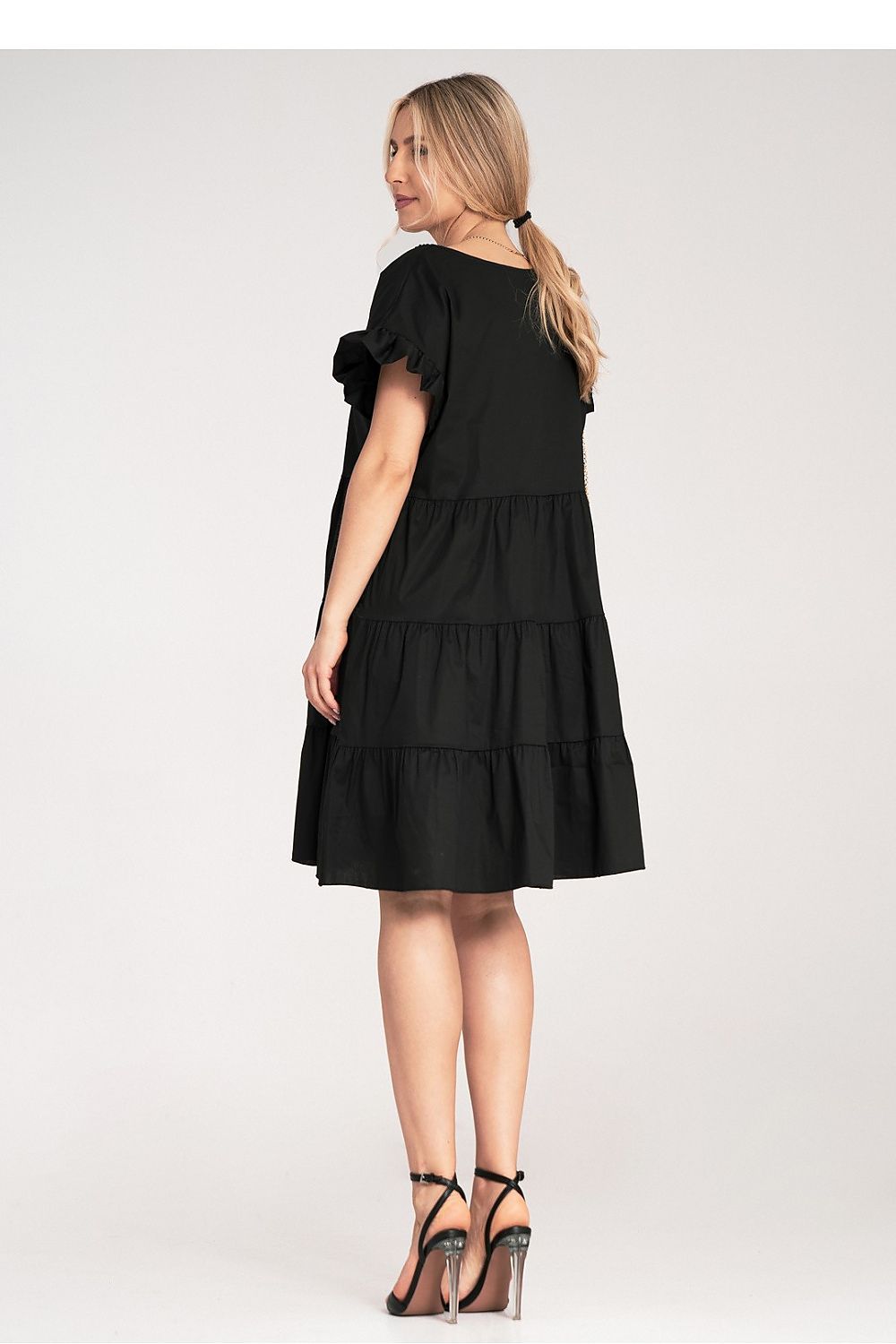 Dagkjole Figl til dame fra MS StyleHaven, laget av Bomull; Elastan-1, farge Rød, størrelse S/M, med short ermer, perfekt til dress