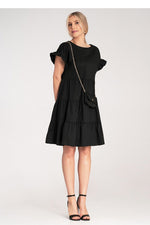 Dagkjole Figl til dame fra MS StyleHaven, laget av Bomull; Elastan-1, farge Rød, størrelse S/M, med short ermer, perfekt til dress