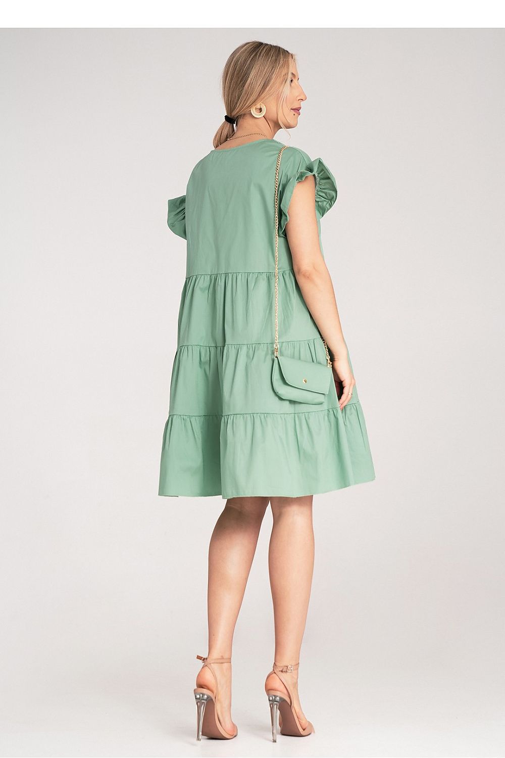 Dagkjole Figl til dame fra MS StyleHaven, laget av Bomull; Elastan-1, farge Rød, størrelse S/M, med short ermer, perfekt til dress