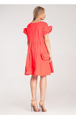Dagkjole Figl til dame fra MS StyleHaven, laget av Bomull; Elastan-1, farge Rød, størrelse S/M, med short ermer, perfekt til dress