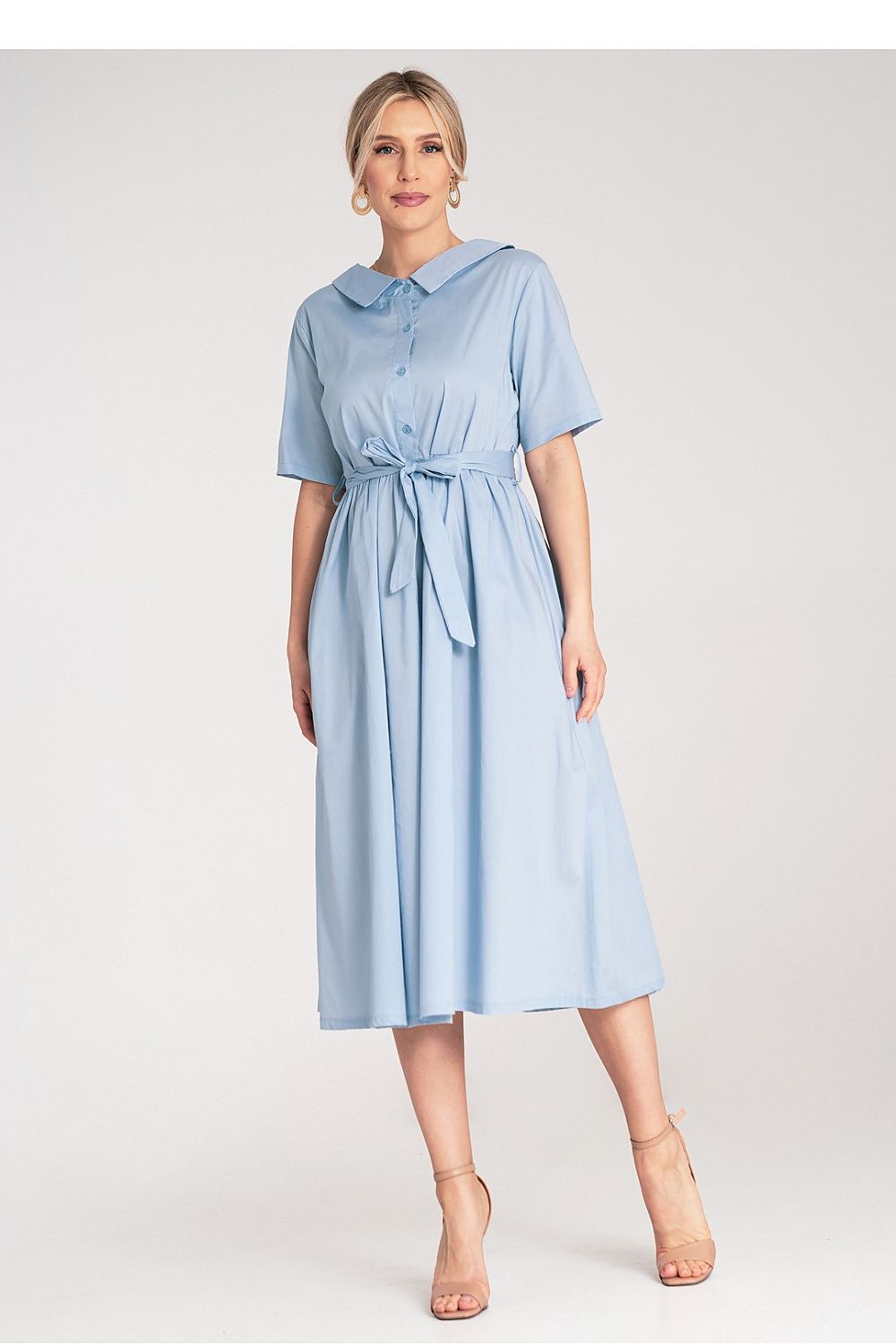 Dagkjole Figl til dame fra MS StyleHaven, laget av Bomull, farge Grønn, størrelse S/M, med short ermer, perfekt til dress