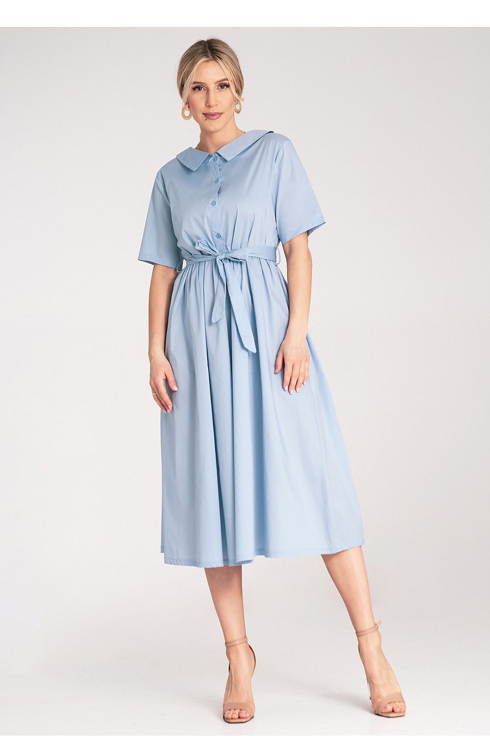Dagkjole Figl til dame fra MS StyleHaven, laget av Bomull, farge Grønn, størrelse S/M, med short ermer, perfekt til dress