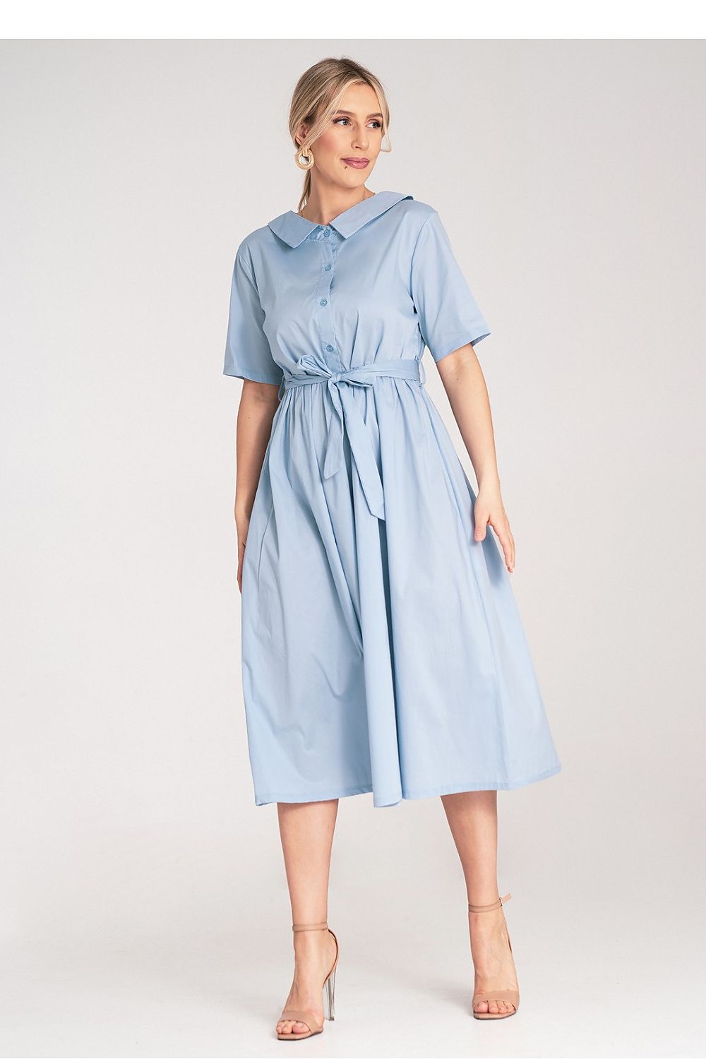 Dagkjole Figl til dame fra MS StyleHaven, laget av Bomull, farge Grønn, størrelse S/M, med short ermer, perfekt til dress