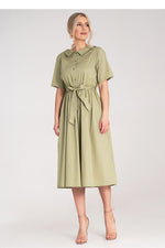 Dagkjole Figl til dame fra MS StyleHaven, laget av Bomull, farge Grønn, størrelse S/M, med short ermer, perfekt til dress