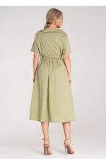 Dagkjole Figl til dame fra MS StyleHaven, laget av Bomull, farge Grønn, størrelse S/M, med short ermer, perfekt til dress