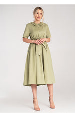 Dagkjole Figl til dame fra MS StyleHaven, laget av Bomull, farge Grønn, størrelse S/M, med short ermer, perfekt til dress
