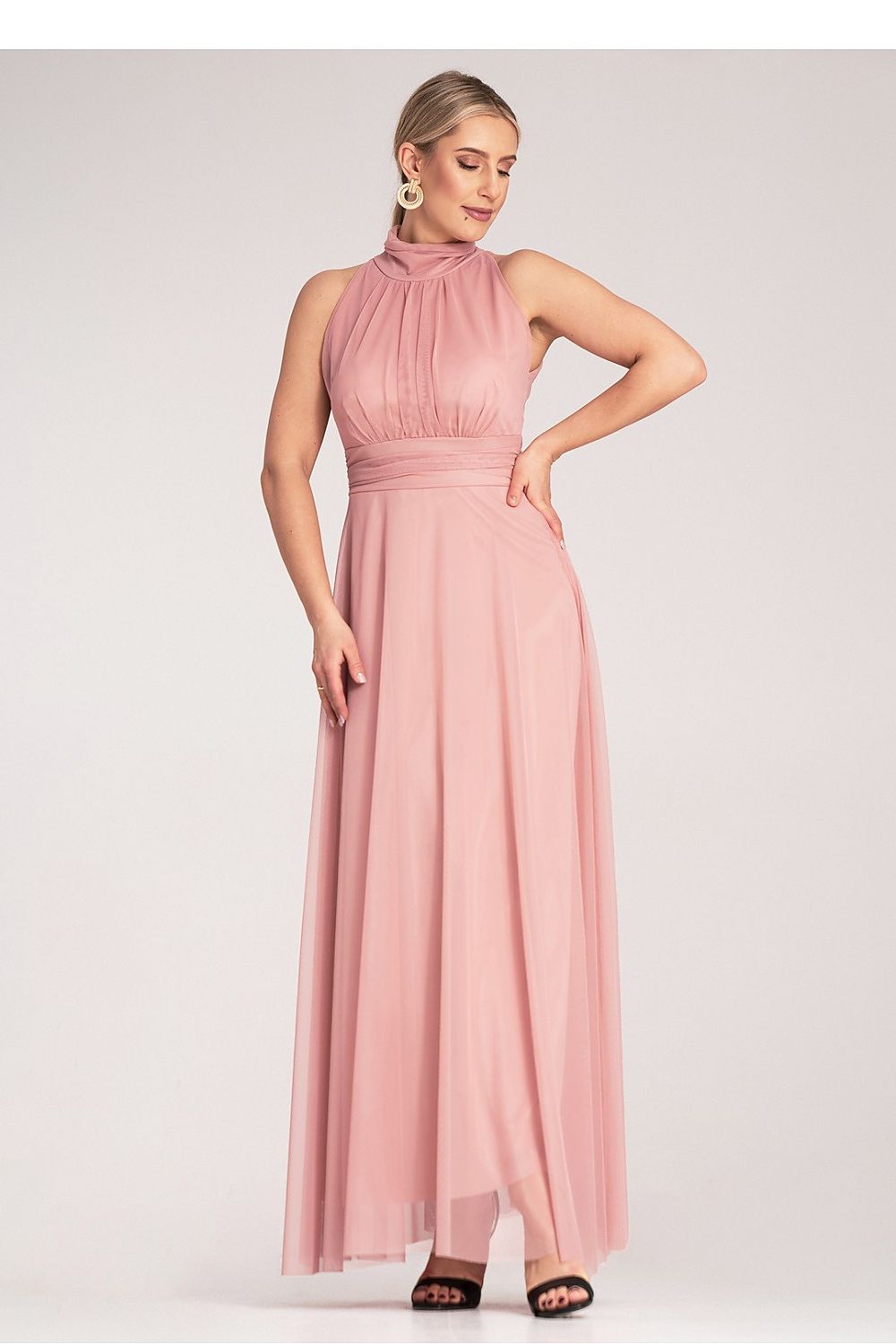 Cocktailkjole Figl til dame fra MS StyleHaven, laget av polyester, farge Rosa, størrelse S/M, med sleeveless ermer, maxi lengde, kjolestil sheath, perfekt til dress