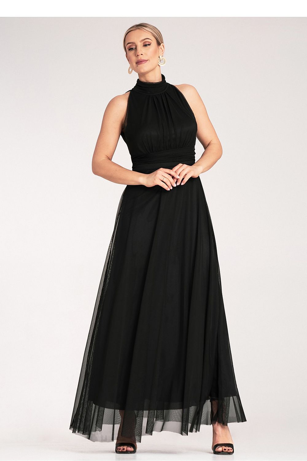 Cocktailkjole Figl til dame fra MS StyleHaven, laget av polyester, farge Svart, størrelse S/M, med sleeveless ermer, perfekt til dress