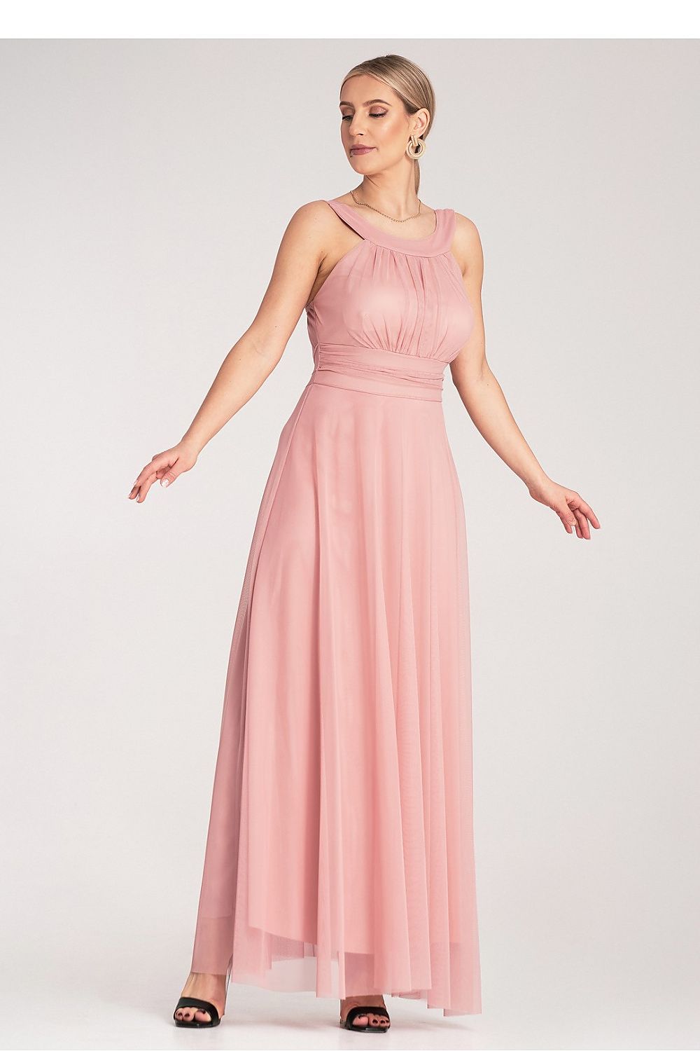 Aftenkjole Figl til dame fra MS StyleHaven, laget av polyester, farge Svart, størrelse S/M, med sleeveless ermer, perfekt til dress