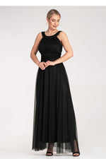 Aftenkjole Figl til dame fra MS StyleHaven, laget av polyester, farge Svart, størrelse S/M, med sleeveless ermer, perfekt til dress