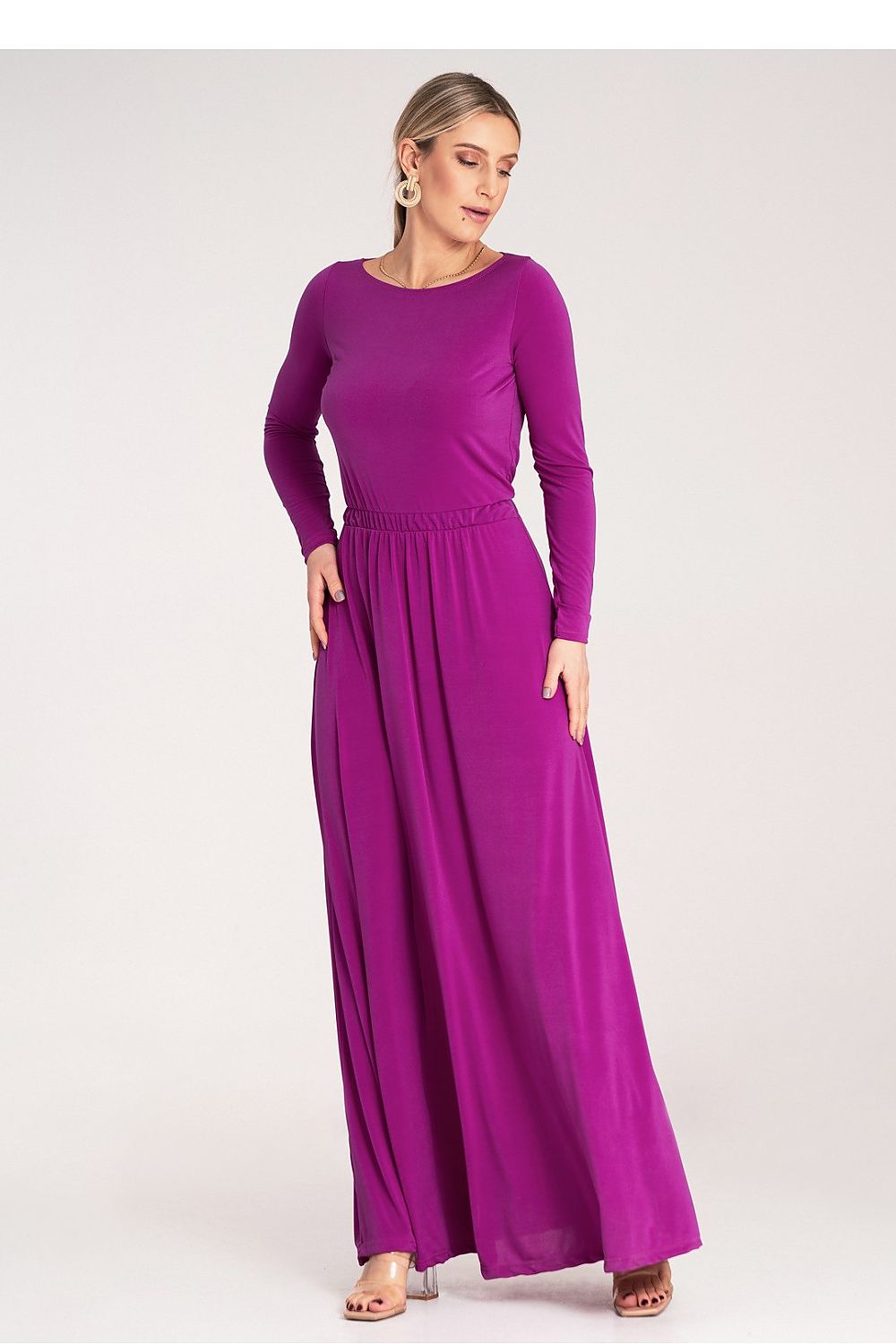 Dagkjole Figl til dame fra MS StyleHaven, laget av polyester, farge Fiolett, størrelse M, med long ermer, perfekt til dress