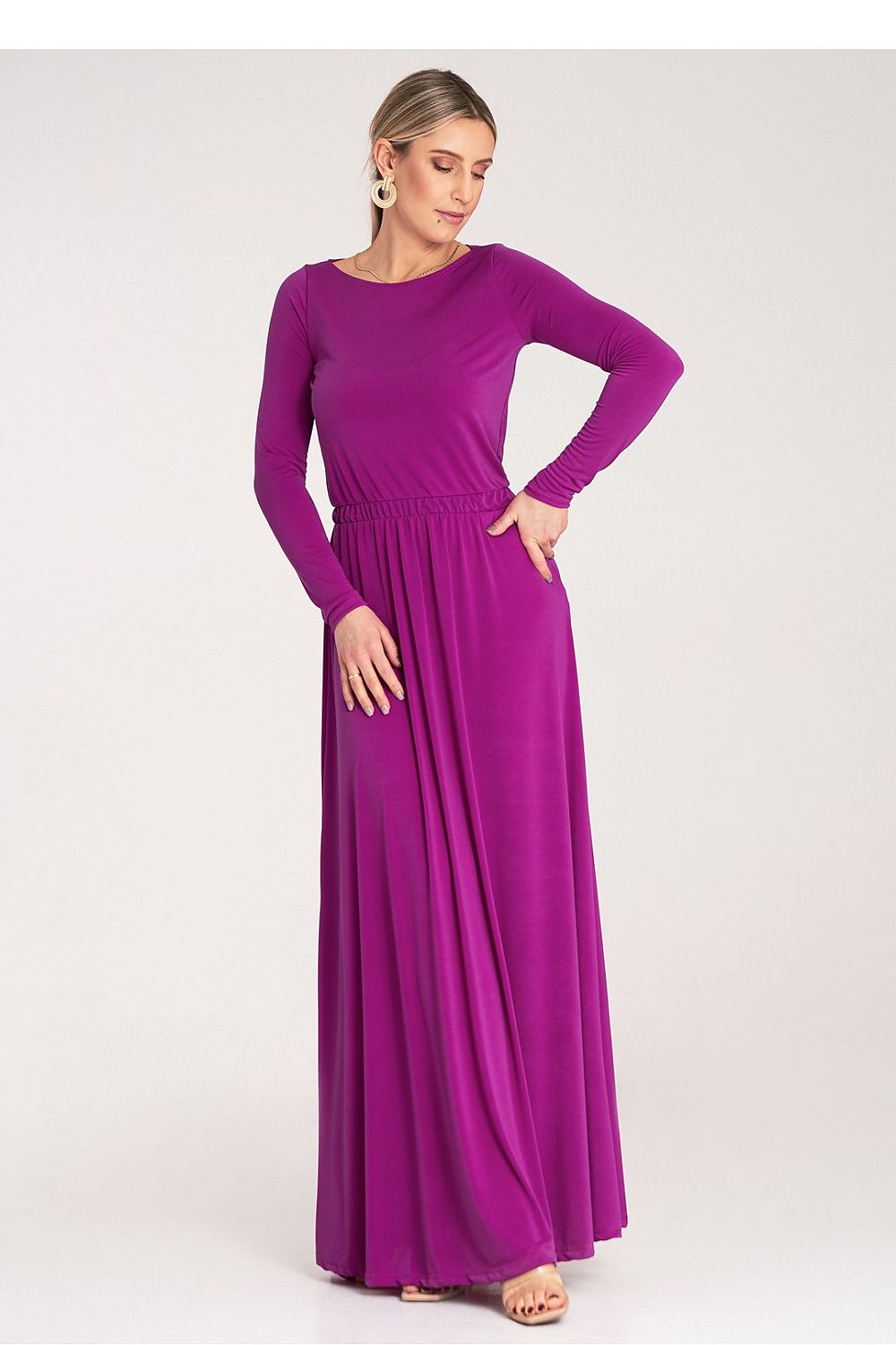 Dagkjole Figl til dame fra MS StyleHaven, laget av polyester, farge Fiolett, størrelse XL, med long ermer, perfekt til dress