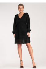 Cocktailkjole Figl til dame fra MS StyleHaven, laget av polyester; Viskose, farge Svart, størrelse S/M, med long ermer, perfekt til dress